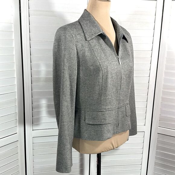 Talbots Peplum Jacket 10P Wool Blend Gray Y2K Preppy - Picture 5 of 11
